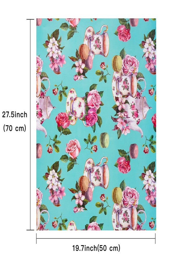 WRAPAHOLIC Tea Party Wrapping Paper Sheet - 8 Sheets Elegant Teapot and Pink Floral Wrapping Paper Folded Flat for Tea Party, Birthday, Wedding, Bridal Shower - 19.7 Inch x 27.5 Inch Per Sheet - Image 2